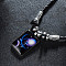 Luminous Alloy Glass Rectangle with Constellation Pendant Black Braided PU Leather Cord Necklaces, Platinum, Libra, 19.69 inch(50cm)