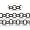 Iron Rolo Chains, Unwelded, with Spool, Textured, Gunmetal, Link: 8x1.5mm, about 39.37 Feet(12m)/roll