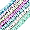 Electroplated Synthetic Non-magnetic Hematite Beads Strands, Faceted, Table Cut Cube Beads, Mixed Color, 6x6x5.5~6mm, Hole: 1mm, about 70~71pcs/strand, 15.75~15.98''(40~40.6cm)