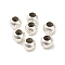 925 Sterling Silver Beads, with Rubber Inside, Slider Beads, Long-Lasting Plated, Rondelle, 925 Sterling Silver Plated, 4mm, Hole: 0.6mm