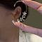 Fashionable Tassel Brass Cuff Earrings, with High Sense of Curve, with Rhinestone, Butterfly, Light Gold, 110x45mm