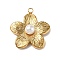 304 Stainless Steel Pendants, with Plastic Imitation Pearl Beads, Flower, Golden, 22x20x6mm, Hole: 2mm