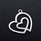 Non-Tarnish 201 Stainless Steel Filigree Charms, Heart with Heart, Stainless Steel Color, 14x15x1mm, Hole: 1.2mm
