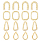 24Pcs 4 Style Brass Chandelier Component Links, Rounded Rectangle & Triangle & Arch & Teardrop, Raw(Unplated), 30.5~36x17.5~27x0.5~1mm, Hole: 1.2~1.5mm, 6pcs/style