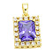 Brass Micro Pave Cubic Zirconia Pendants, Long-Lasting Plated, Real 18K Gold Plated, Rectangle
, Medium Purple, 16x12x6mm, Hole: 5x3mm