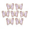 Glass Pendants, with Micro Pave Cubic Zirconia and Brass Open Back Settings, Faceted, Butterfly, Light Gold, Pink, 15.5x20x4mm, Hole: 1.8mm