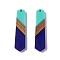 Opaque Resin & Walnut Wood Pendants, Hexagon Charms, Dark Blue, 49x12x3.5mm, Hole: 2mm