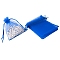 100Pcs Rectangle Organza DIY Craft Drawstring Bags, for Valentine Birthday Wedding Party Candy Wrapping, Blue, 9x7cm