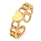 Ion Plating(IP) 304 Stainless Steel Open Cuff Rings for Women, Real 14K Gold Plated, Heart, 5.5mm, Adjustable