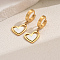 Stylish 201 Stainless Steel Heart Hoop Earrings, Golden, White, 37x15mm