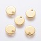 304 Stainless Steel Charms, Stamping Blank Tag, Flat Round, Real 18K Gold Plated, 8x1mm, Hole: 1.4mm