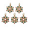 Alloy Pendants, with ABS Plastic Imitation Pearl and Colorful Rhinestone, Christmas Snowflake, Light Gold, 24.5x19x5.5mm, Hole: 4mm, 5pcs/set