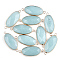 Natural Amazonite Links connectors, with Brass Findings, Faceted, Oval, Golden, 39x16x6mm, Hole: 2mm