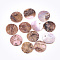 Spray Paint Natural Akoya Shell Pendants, Mother of Pearl Shell Pendants, Round, Indian Red, 15x1~3mm, Hole: 1.1~1.5mm
