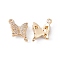 Brass Micro Pave Clear Cubic Zirconia Connector Charms, Cadmium Free & Lead Free, Butterfly, Golden, 12x16x4mm, Hole: 1.2mm