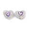 Polymer Clay Glass Rhinestone Beads, Heart Focal Beads for DIY Jewelry, Keychains and Beadable Pens, Violet, 20x24x13mm, Hole: 1.8mm