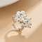 Alloy & Iron & Plastic Pearl Round Beaded Finger Rings for Women, Platinum, Inner Diameter: 17mm