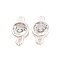 Brass Pave Clear Cubic Zirconia Flat Round Links Connector Charms, Lead Free & Cadmium Free, 925 Sterling Silver Plated, 11x6x3mm, Hole: 1.2mm