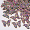 Alloy Pendants, with Sequins, Butterfly, Light Gold, Colorful, 15.5x22x2.5mm, Hole: 1.5mm