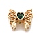 Brass Glass Beads, Cadmium Free & Nickel Free & Lead Free, Real 18K Gold Plated, Bowknot, Green, 9x11x5mm, Hole: 1.6mm