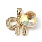 Real 18K Gold Plated Rack Plating Brass Micro Pave Clear Cubic Zirconia Pendants, with Glass, Long-Lasting Plated, Cadmium Free & Lead Free, Bowknot with Heart, Clear, 17x22x8mm, Hole: 6x3mm