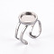 Non-Tarnish 201 Stainless Steel Cuff Pad Ring Settings, Laser Cut, Stainless Steel Color, Tray: 10mm, US Size 7 1/4(17.5)~US Size 8(18mm)
