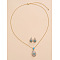 Brass Micro Pave Cubic Zirconia Pendant Necklaces & Stud Earrings Sets, Teardrop, Golden, Necklaces: 17.72 inch(450mm); Earring: 13mm
