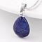 Teardrop Platinum Tone Brass Lapis Lazuli Pendants, 23x13~14x6~8mm, Hole: 5x8mm