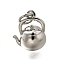 Brass Charms, Teapot, Rack Plating, Cadmium Free & Lead Free, Long-Lasting Plated, with Jump Ring, Platinum, 11.5x9.5x7mm, Hole: 3mm
