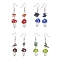 4 Pairs 4 Style Allloy Mushroom Dangle Earrings, Natural Mixed Gemstone Chips Drop Earrings, 49~52x11.5mm, 1 Pair/style