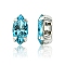Preciosa® MAXIMA Crystal Sew-On Cups, Multi-Strand Links, Czech Crystal, 719 39 056 Navette, Silver, 60010 Aqua Bohemica, 10x5mm