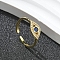 Rack Plating Brass Micro Pave Cubic Zirconia Open Cuff Finger Rings for Women, Long-Lasting Plated, Eye, Real 18K Gold Plated, 6.5mm, Adjustable 