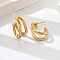 Geometric Outline Design 304 Stainless Steel Double-layer Stud Earrings for Women, Real 18K Gold Plated, 27x11mm