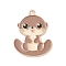 Alloy Enamel Pendants, Beaver Charm, Light Gold, Camel, 28x21.5x1mm, Hole: 1.8mm