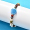 Handmade Porcelain Beads & Synthetic Howlite Beads Stretch Bracelets for Women, with Porcelain & Howlite Charm, Light Sky Blue, Inner Diameter: 2-1/4 inch(5.7cm)