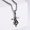 Stainless Steel Flower Sword Pendant Necklaces for Men, Stainless Steel Color