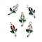 Brass Micro Pave Cubic Zirconia Pendants, Flower, Platinum, 20x10x4mm, Hole: 1.4mm