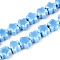 Handmade Porcelain Bead Strands, Plum Blossom, Bright Glazed Porcelain, Light Sky Blue, 10.5~11x11~11.5x7.5~8mm, Hole: 1.8~2mm, about 32pcs/strand, 13.19 inch(33.5cm)