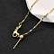 Brass Bar Link Chain Adjustable Slider Necklaces, Lead Free & Cadmium Free, Long-Lasting Plated, Rack Plating, Real 18K Gold Plated, 17.72 inch(45cm)