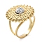 Ion Plating(IP) 304 Stainless Steel Ring, Adjustable Synthetic Howlite Rings, Sun, 20mm, Inner Diameter: Adjustable