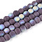 Frosted Opaque Glass Beads Strands, Round, Half Plated, AB Color Plated, Medium Purple, 6~6.5mm, Hole: 0.9mm, about 67~70pcs/strand, 14.57~15.16 inch(37~37.5cm)