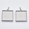 Non-Tarnish 304 Stainless Steel Cabochon Connector Settings, Plain Edge Bezel Cups, Square, Stainless Steel Color, Tray: 25x25mm, 31.5x28x2.2mm, Hole: 3x6mm