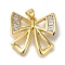 Rack Plating Brass Micro Pave Cubic Zirconia Pendants, Long-Lasting Plated, Cadmium Free & Lead Free, Bowknot Charms, Real 18K Gold Plated, 23x23.5x5mm, Hole: 3.5x4mm