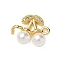 Brass Micro Pave Cubic Zirconia & ABS Plastic Imitation Pearl White Cherry Connector Charms, Real 18K Gold Plated, Rack Plating, Long-Lasting Plated, Cadmium Free & Lead Free, Clear, 11.5x14x5mm, Hole: 1.4mm