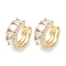 Oval Brass Cubic Zirconia Cuff Earrings for Women, Long-Lasting Plated, Cadmium Free & Lead Free, Real 18K Gold Plated, 14.5x15.5x7.5mm