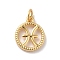 Brass Charms, Cadmium Free & Lead Free, Real 18K Gold Plated, Ring with Twelve Constellations, Pisces, 14.5x12x2mm, Hole: 3.4mm