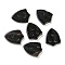 Natural Black Onyx(Dyed & Heated) Pendans, 3-Hole, Shield Shape Charms, 23x17.5x3.5mm, Hole: 2mm