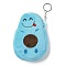 Cartoon Style Avocado Fluffy Cloth Wallets, Change Purse with Zipper & Keychain, for Women, Light Sky Blue, 17.5cm