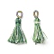 Polyester Tassel Pendants, Green, 36~36.5x6~7mm, Hole: 3x5mm