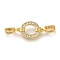 Brass Micro Pave Clear Cubic Zirconia Fold Over Clasps, Cadmium Free & Nickel Free & Lead Free, Ring, Real 18K Gold Plated, 38x13x4mm